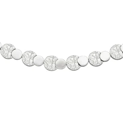7,6mm Collier Halskette aus 925 Silber mattiert & gehämmert 45cm Halsschmuck