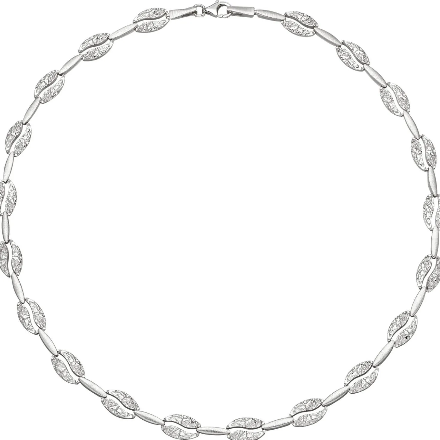 8,2mm Collier Halskette aus 925 Silber mattiert & gehämmert 45cm Halsschmuck