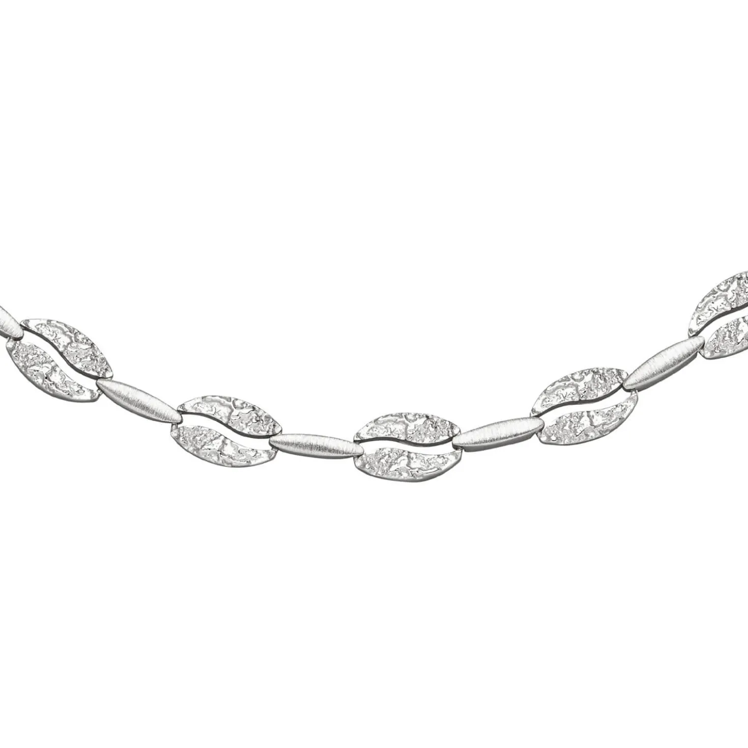 8,2mm Collier Halskette aus 925 Silber mattiert & gehämmert 45cm Halsschmuck