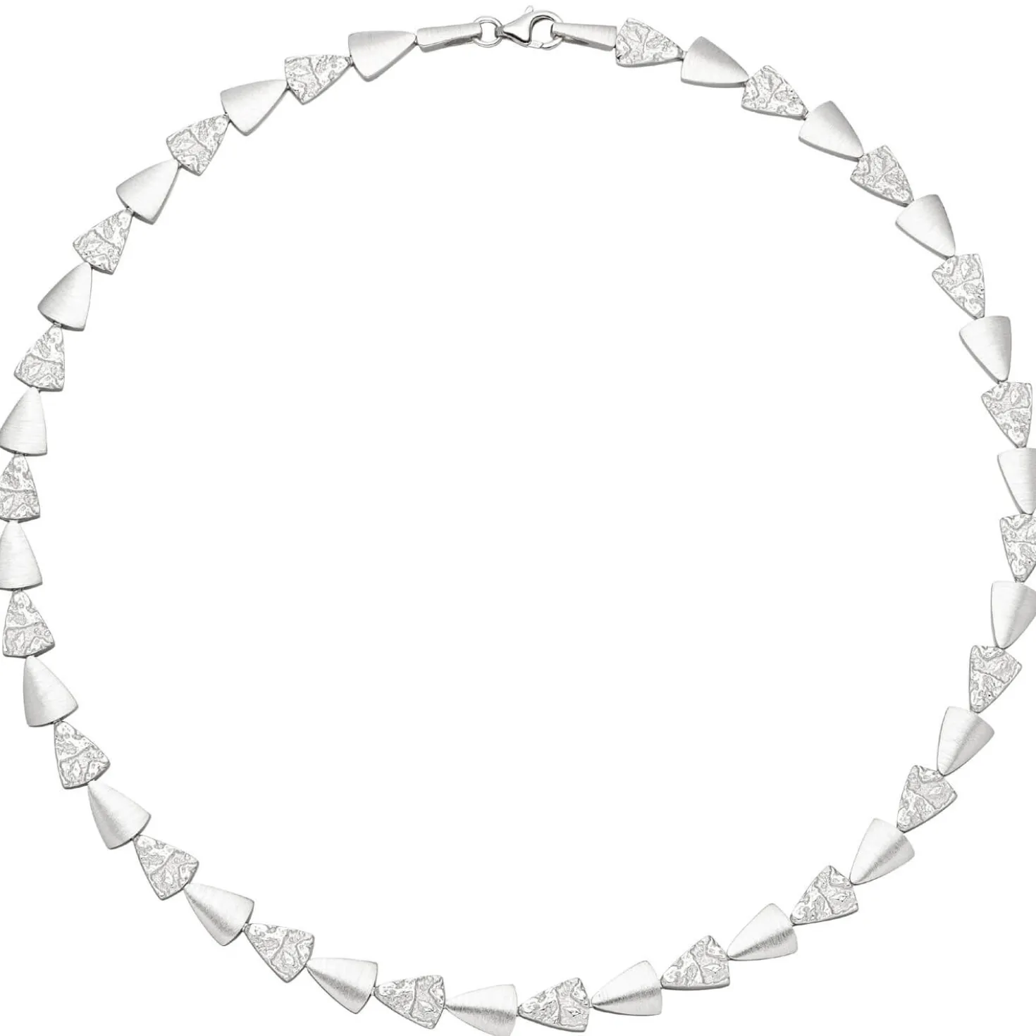 7,7mm Collier Halskette aus 925 Silber mattiert & gehämmert 45cm Halsschmuck