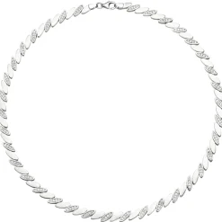 6,5mm Collier Halskette aus 925 Silber matt 144 weißen Zirkonia 45cm Halsschmuck