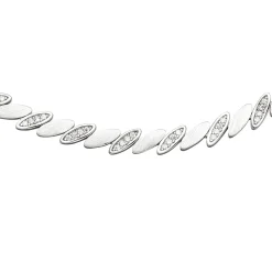 6,5mm Collier Halskette aus 925 Silber matt 144 weißen Zirkonia 45cm Halsschmuck