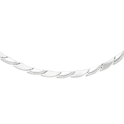 4,6mm Collier Halskette aus 925 Silber mit 210 Zirkonia 45cm Halsschmuck Damen