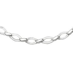 8mm Collier Halskette aus 925 Silber teilmatt mit 144 Zirkonia 45cm Halsschmuck