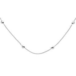 1,1mm Collier Halskette Halsschmuck mit Herzchen aus 585 Gold Weißgold, 45cm