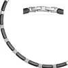 6,3mm Collier Halskette Halsschmuck, Zirkonia & schwarze Keramik Edelstahl, 47cm