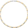 6,4mm Collier Halskette Kette Halsschmuck Edelstahl Goldfarbe bicolor, 46-47cm