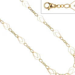 18,5mm Collier Halskette Kette Halsschmuck, 925 Silber Gelbgold vergoldet 80cm
