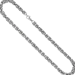 7,2mm Collier Halskette Königs-Erbskette aus echtem 925 Silber rhodiniert, 50cm