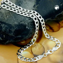 6,8mm Collier Halskette Panzerkette, flach, 925 Silber, Unisex, 50cm
