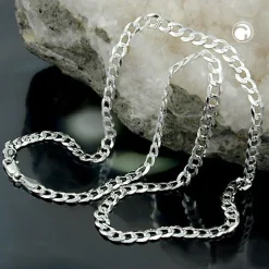 4,6mm Collier Halskette Panzerkette, Muster, flach, 925 Silber, 50cm