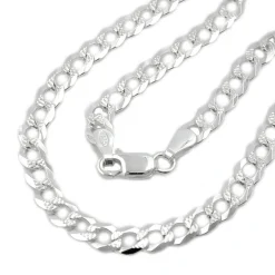 4,6mm Collier Halskette Panzerkette, Muster, flach, 925 Silber, 50cm