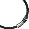 9,1mm Collier Halsschmuck Leder mit Edelstahl kombiniert 45cm Herren