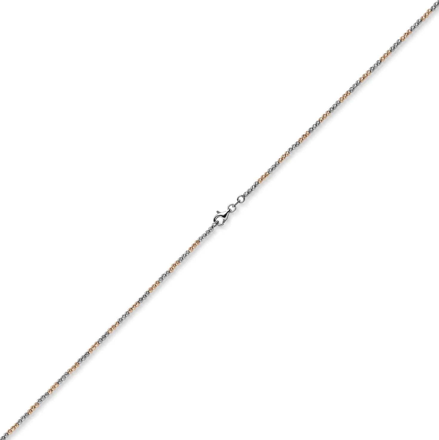 1,8mm Collier Kugelkette aus 585 Gold Weißgold Rotgold bicolor Halsschmuck, 45cm