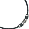 9mm Collier Leder mit Edelstahl kombiniert, geschwärzt, Unisex, 45cm