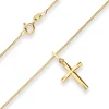 1mm Collier Panzerkette Goldkette mit Kreuz Halskette aus 585 Gold Gelbgold 45cm