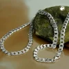 5,6mm Collier Panzerkette Halskette, flach, Muster, 925 Silber, 50cm