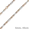 5mm Collier Phantasiekette aus 585 Gold Weißgold Rotgold Halsschmuck, 45cm
