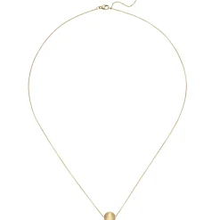 0,7mm Collier Rundankerkette mit mattierter Kugel, 750 Gold Gelbgold, 45cm