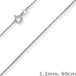 1,2mm Collier runde Veneziakette aus 585 Gold Weißgold Halsschmuck, 60cm