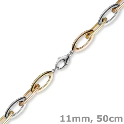 11mm Collier Spitzanker Kette Phantasiekette 585 Gold gelb/weiß/rot, 50cm