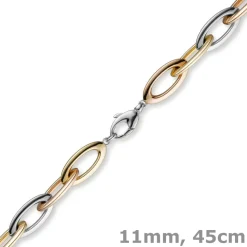 11mm Collier Spitzanker Kette Phantasiekette 585 Gold gelb/weiß/rot, 45cm