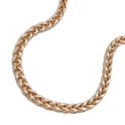 2,4mm Collier Zopfkette Kette Halsschmuck 585 Gelbgold teilrhodiniert 45cm