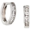 11,3mm Creolen Klappcreole Ohrringe mit 10 Zirkonia 375 Gold Weißgold