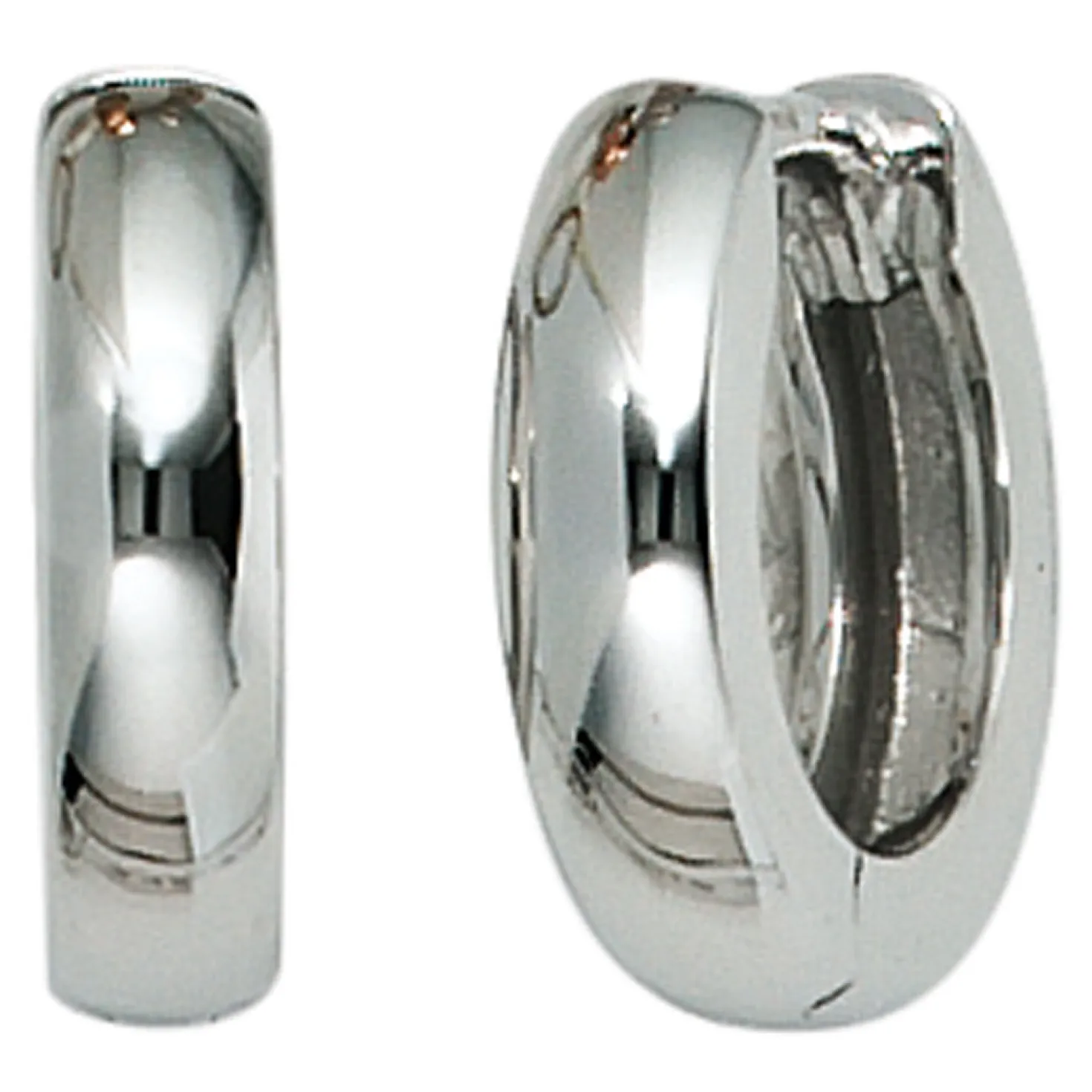 11,9mm Creolen Ohrringe aus 585 Gold Weißgold schlicht Klappmechanik