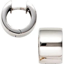 13,2mm Creolen Ohrringe Klappcreole aus 375 Gold Weißgold glänzend