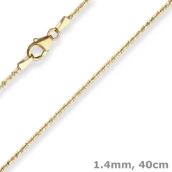 1,4mm Criss-cross-Kette Goldkette Collier Halskette aus 333 Gold Gelbgold 40cm