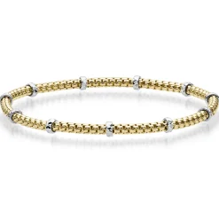 2mm Cubic-Armband mit Rollo elastisch 585 Gold Gelbgold Weißgold stretch