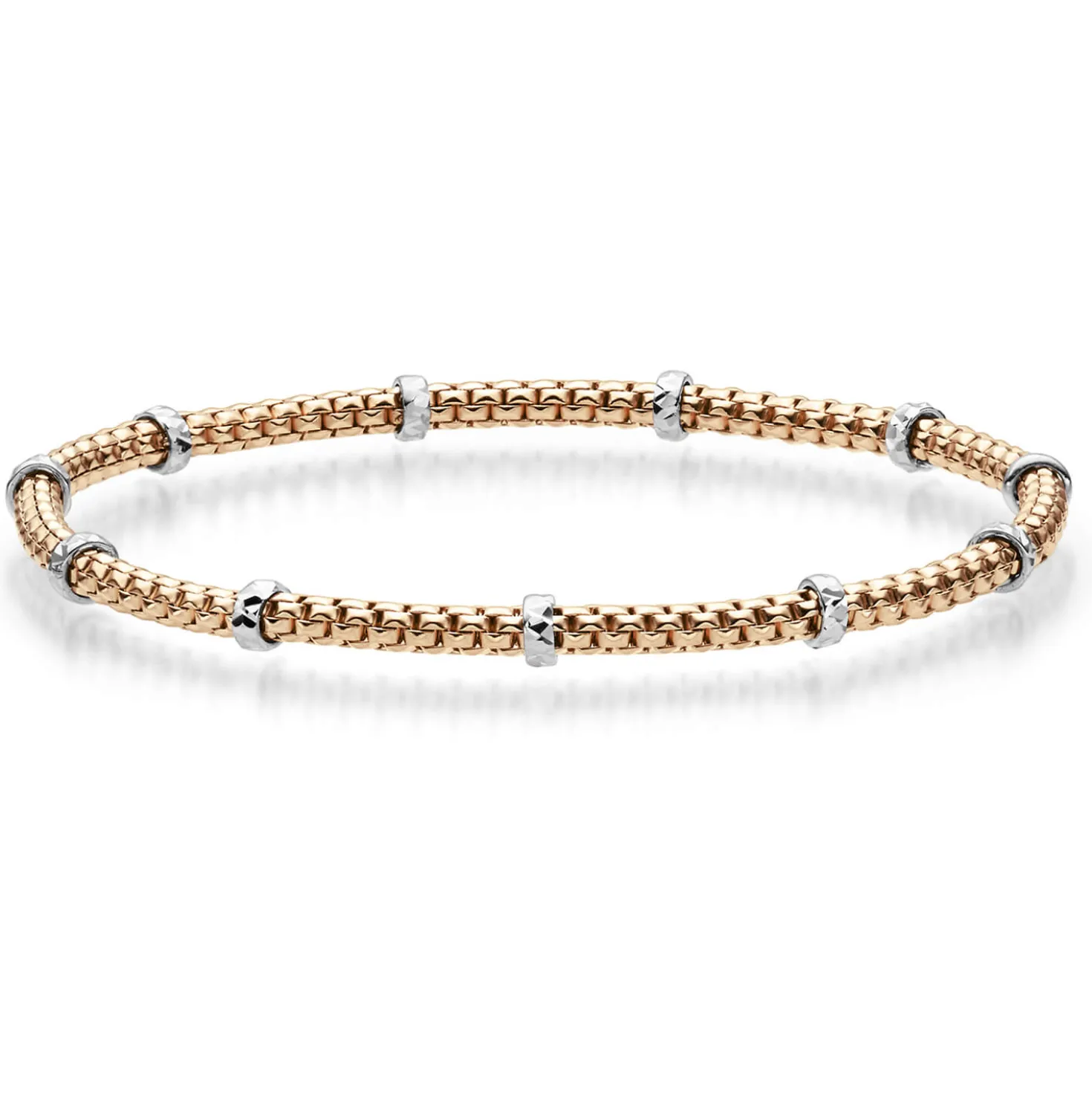 2mm Cubic-Armband mit Rollo elastisch 585 Gold Rotgold Weißgold stretch flexibel