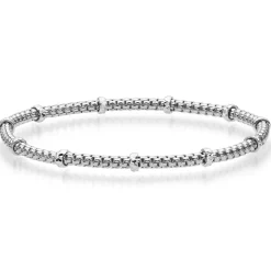 2mm Cubic-Armband mit Rollo elastisch 750 Gold Weißgold stretch flexibel
