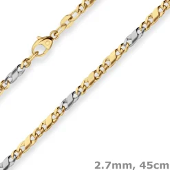 2,7mm Dollarkette Goldkette Collier Halskette aus 585 Gold gelb/weiß 45cm