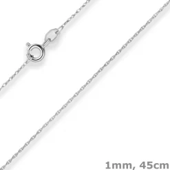 1mm Doppelankerkette Goldkette Collier Halskette aus 375 Gold Weißgold 45cm