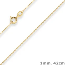 1mm Doppelankerkette Goldkette Collier Halskette aus 333 Gold Gelbgold 42cm