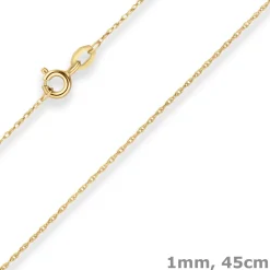 1mm Doppelankerkette Goldkette Collier Halskette aus 375 Gold Gelbgold 45cm
