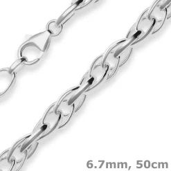 6,7mm Doppelankerkette Silberkette Collier Halskette aus 925 Silber 50cm