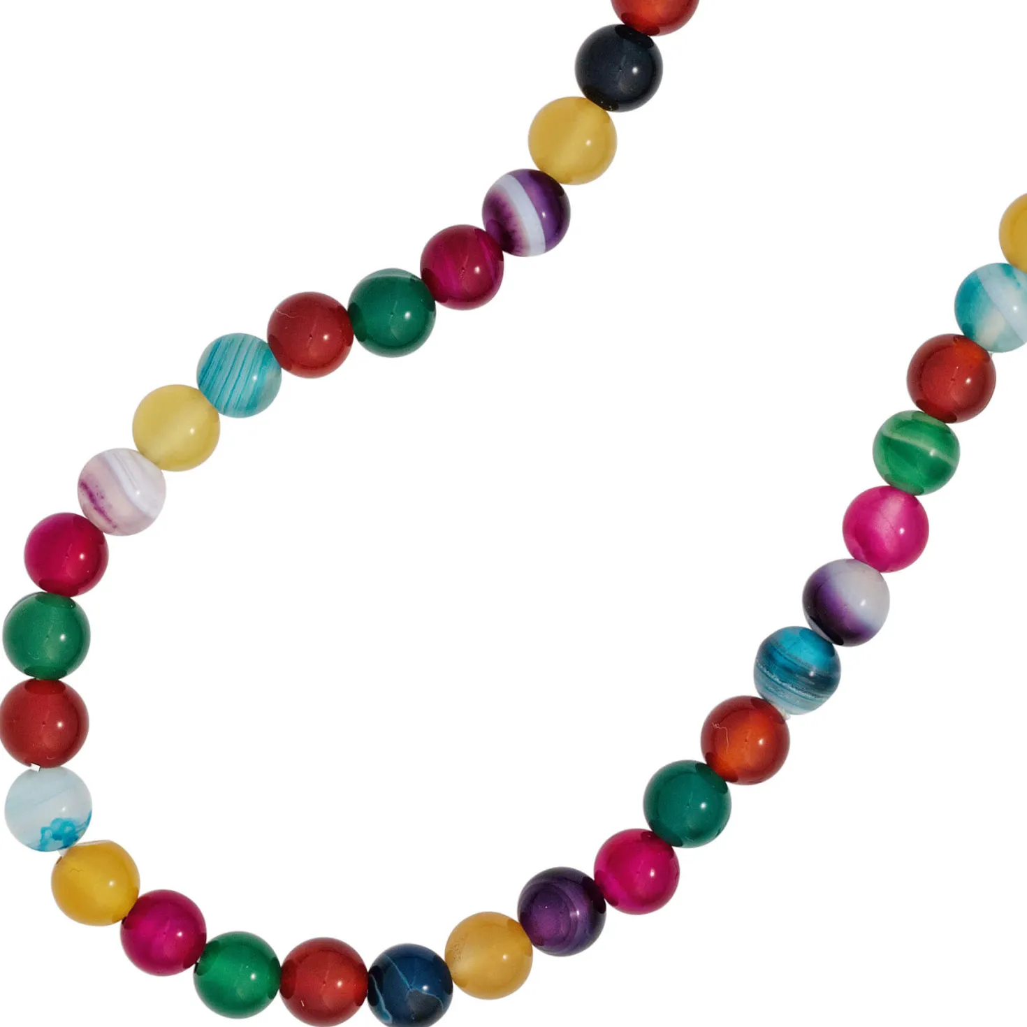 6mm Edelstein Kette Halskette Collier Achate Kugel bunt endlos Kinder, 38cm