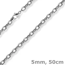 5mm Erbs-Anker oval Kette Halskette Collier aus 585 Gold Weißgold 50cm