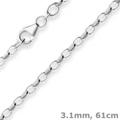 3,1mm Erbskette diamantiert Silberkette Collier Halskette aus 925 Silber 61cm