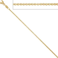 1,5mm Erbskette Kette Collier, 333 Gold Gelbgold, Goldkette, 38 cm