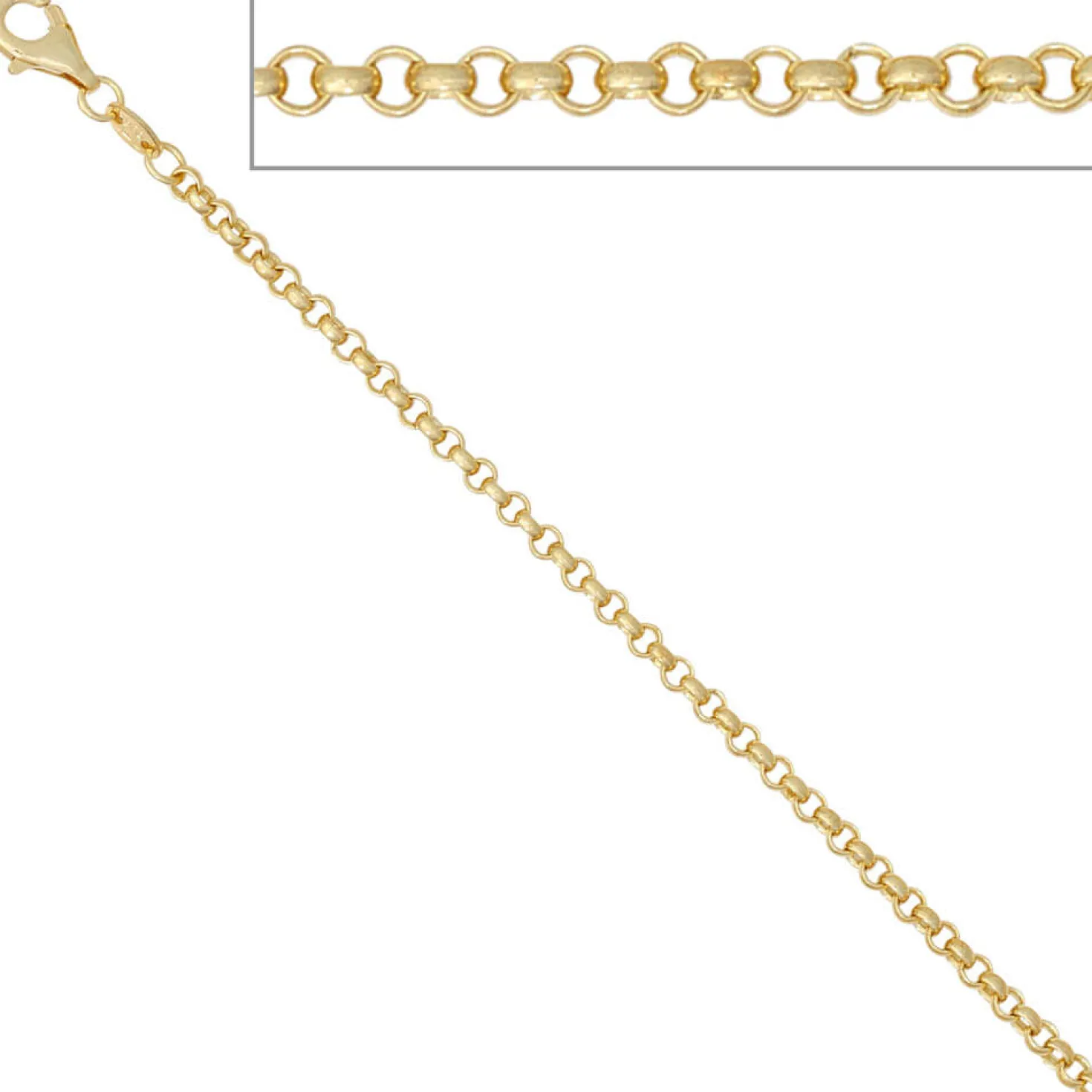 2,5mm Erbskette Kette Collier, 333 Gold Gelbgold, Goldkette, 50 cm