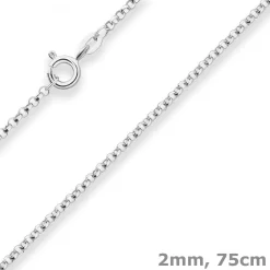 2mm Erbskette Silberkette Collier Halskette aus 925 Silber 75cm