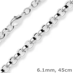 6,1mm Erbskette Silberkette Collier Halskette aus 925 Silber 45cm