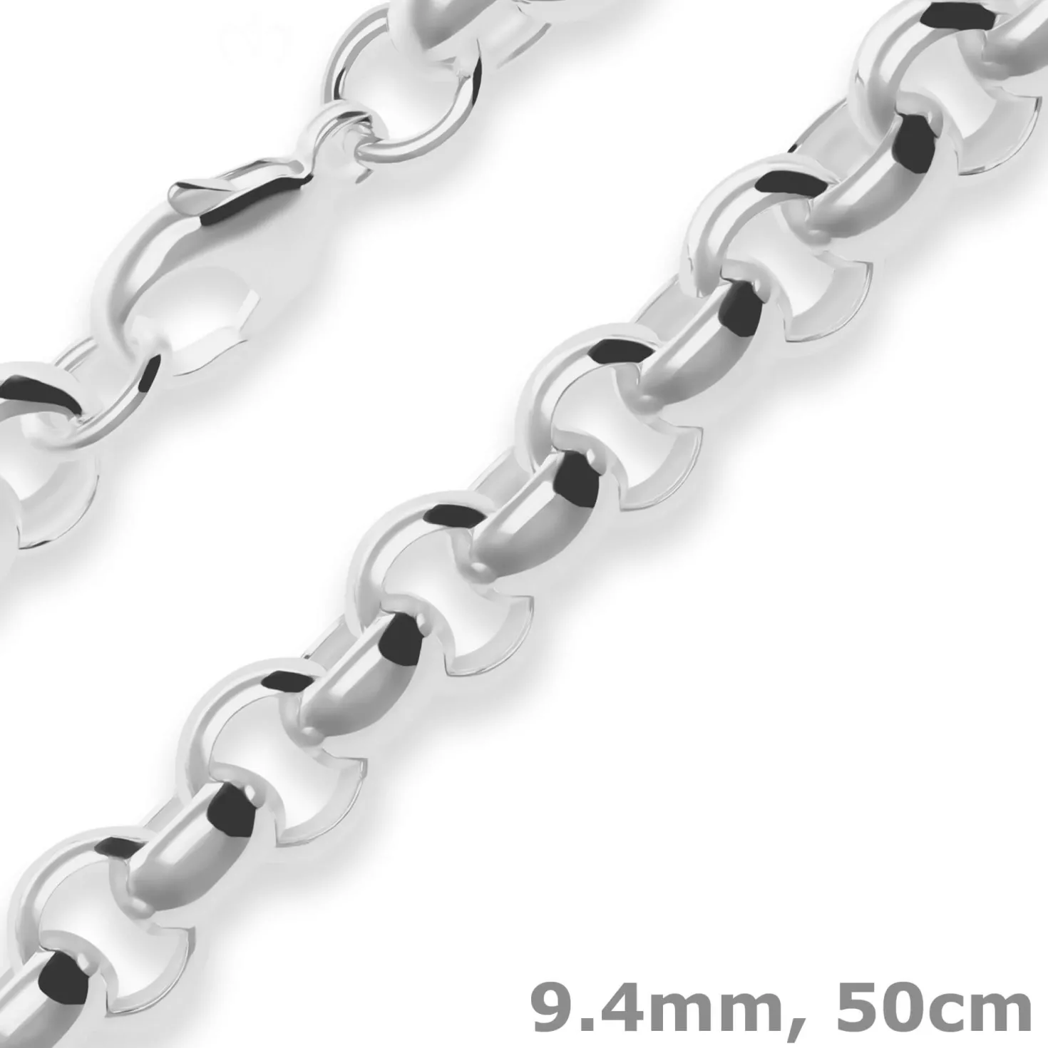 9,4mm Erbskette Silberkette Collier Halskette aus 925 Silber 50cm