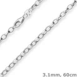 3,1mm Erbskette Silberkette Collier Halskette aus 925 Silber 60cm