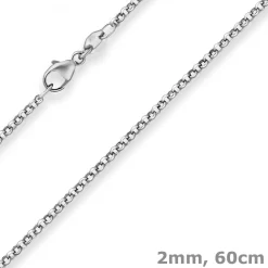 2mm Erbskette Silberkette Collier Halskette aus 925 Silber rhodiniert 60cm
