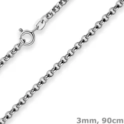 3mm Erbskette Silberkette Collier Halskette aus 925 Silber rhodiniert 90cm